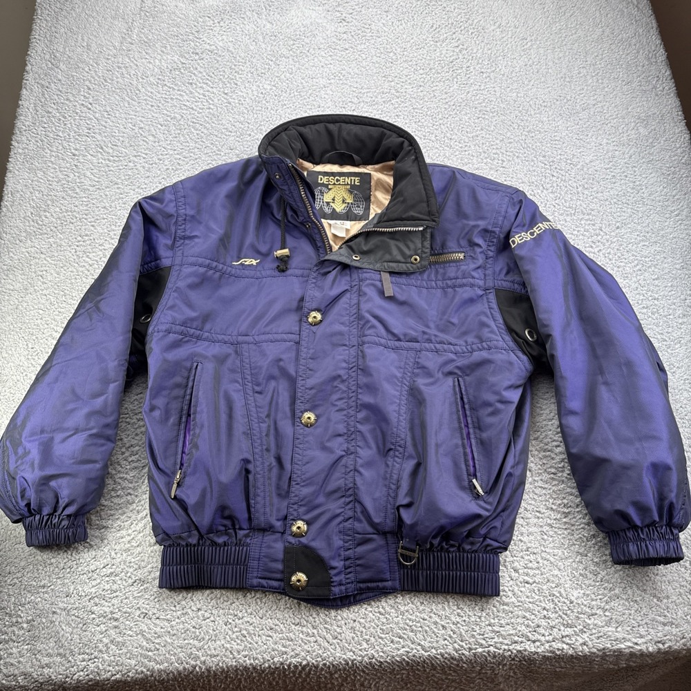 Descente Ski Jacket Mens Medium Purple Colorblock Retro 90s Hideaway Hood